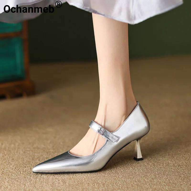 Ochanmeb Size 34-42 Women Real Genuine Leather Pumps Thin High Heels Hook&Loop Pointed Toe Silver Shoes Ladies Office Spring New
Ochanmeb Size 34-42 Women Real Genuine Leather Pumps Thin High Heels Hook&Loop Pointed Toe Silver Shoes Ladies Office Spring New