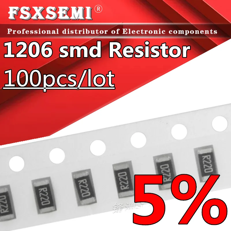 100pcs 5% 1206 SMD 1/4W chip resistor 0R ~ 10M ohm 0 10R 100R 220R 330R 470R 1K 4.7K 10K 47K 100K 0 10 100 330 470 ohm
100pcs 5% 1206 SMD 1/4W chip resistor 0R ~ 10M ohm 0 10R 100R 220R 330R 470R 1K 4.7K 10K 47K 100K 0 10 100 330 470 ohm