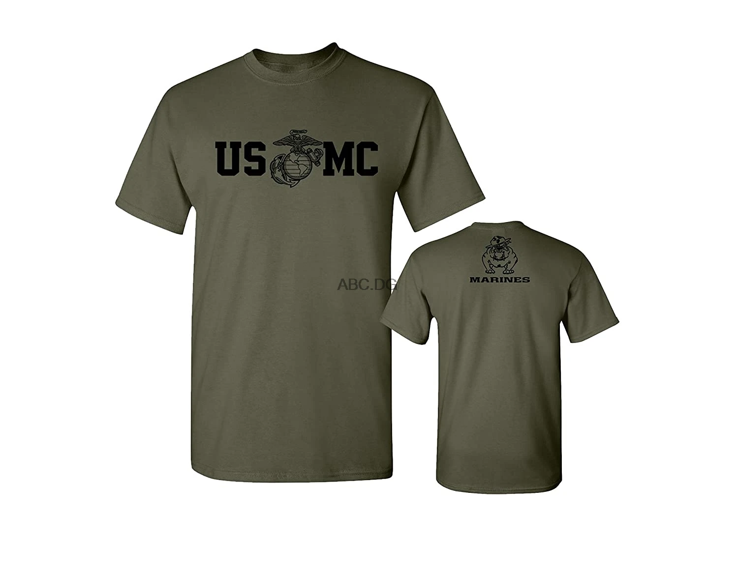 

Lucky Ride Marine Corps Bull Dog Front And Back Usmc Men'S Military T-Shirt