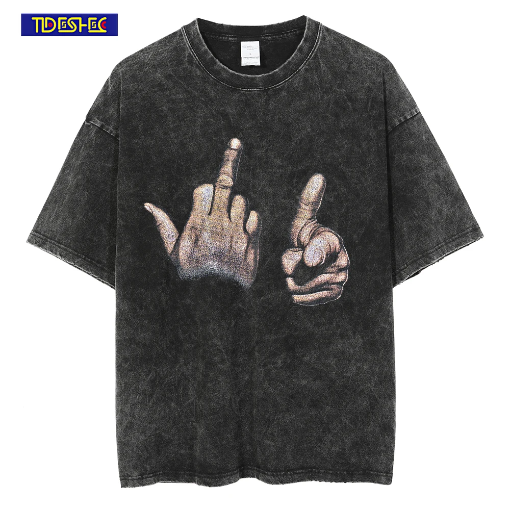 Retro Tshirt Men Oversized Despise Gesture Graphic T-Shirt Hip-Hop Streetwear Cotton Summer Washed Short Sleeve Vintage T-Shirt
Retro Tshirt Men Oversized Despise Gesture Graphic T-Shirt Hip-Hop Streetwear Cotton Summer Washed Short Sleeve Vintage T-Shirt