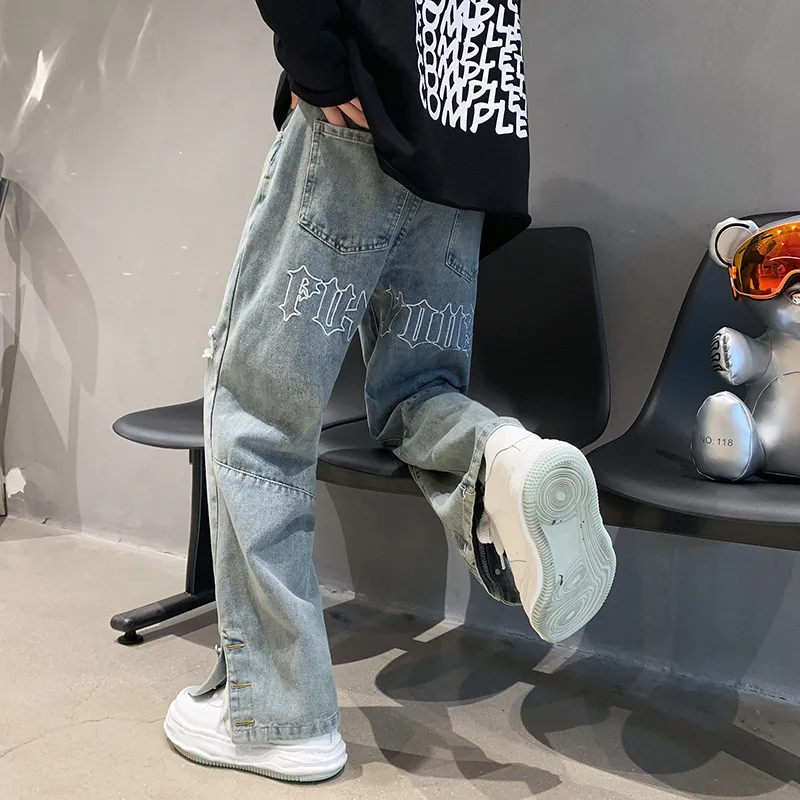 American Retro High Street Pants for Men Letters Embroidery Hip Hop Jeans Straight Loose Fashion Casual Male Streetwear Trousers
American Retro High Street Pants for Men Letters Embroidery Hip Hop Jeans Straight Loose Fashion Casual Male Streetwear Trousers