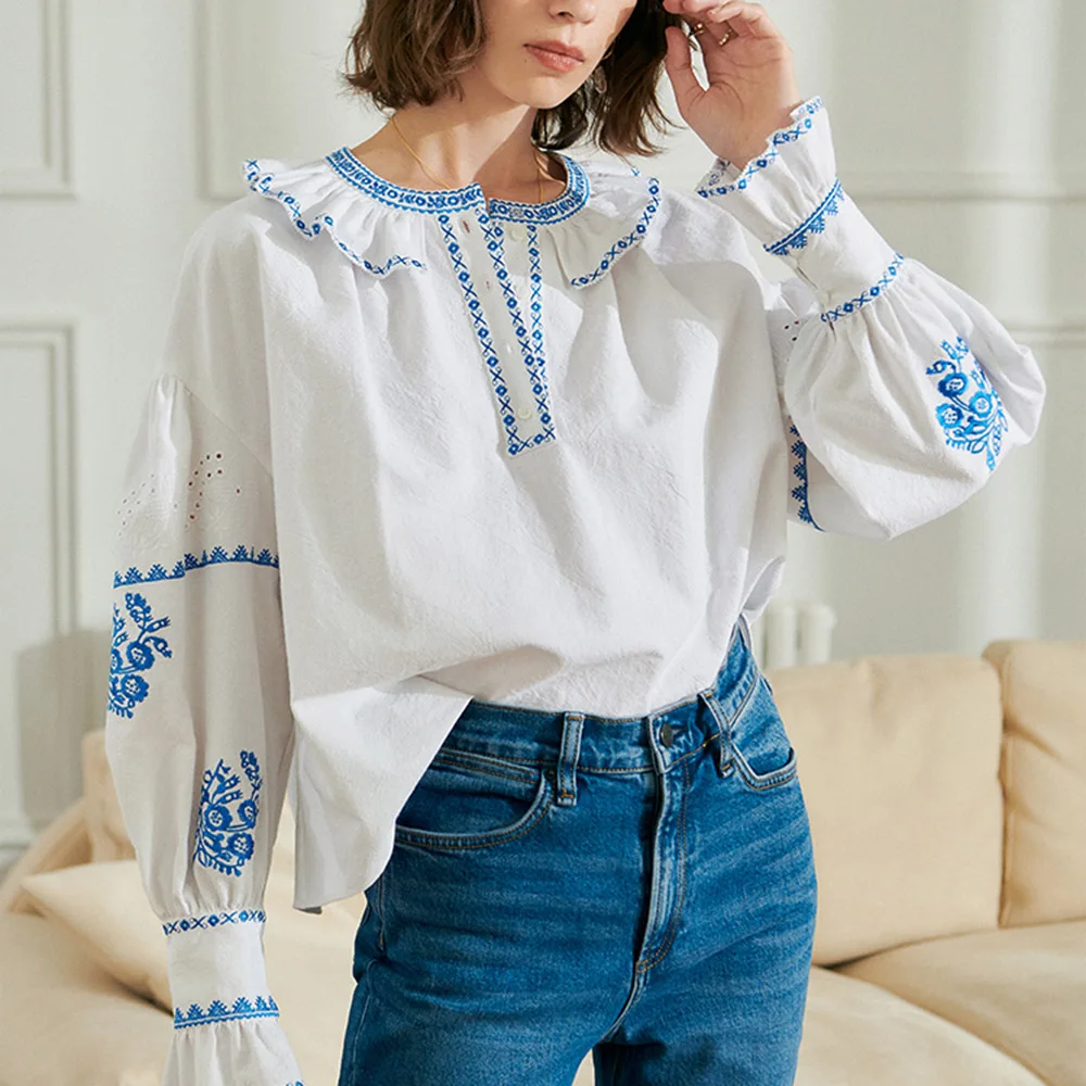 Blouse Women 2022 Spring New Ladies Shirt Fashion Loose Office Lady Pagoda Sleeve PulloverLotus Leaf Neck Chiffon Japanese Style
Blouse Women 2022 Spring New Ladies Shirt Fashion Loose Office Lady Pagoda Sleeve PulloverLotus Leaf Neck Chiffon Japanese Style