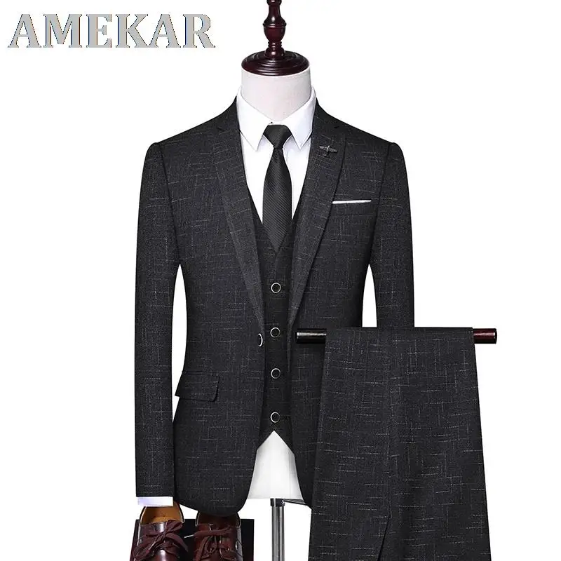 2022 Top Quality Men's Suits Three-piece Luxury Groom Wedding Suit For Best Men Korean Slim Fit Fashion Boutique Formal Suit Men
2022 Top Quality Men's Suits Three-piece Luxury Groom Wedding Suit For Best Men Korean Slim Fit Fashion Boutique Formal Suit Men
