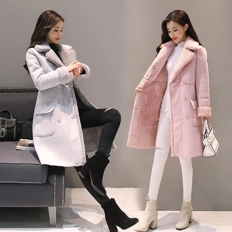 

Imitation Lamb Fur Deerskin Mid-length Coat For Women South Korea Winter New Cashmere Thickened