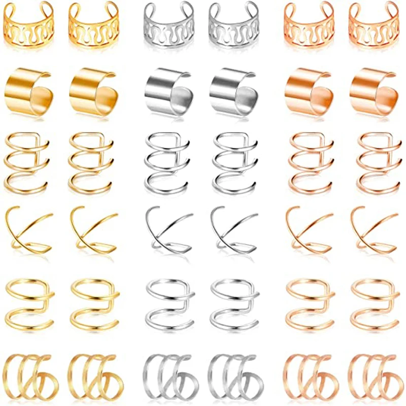 18 Pairs ear clips Set 6 Styles Cartilage Clip Earrings Set Stainless Steel non-perforated Spiral Cartilage Ear clips
18 Pairs ear clips Set 6 Styles Cartilage Clip Earrings Set Stainless Steel non-perforated Spiral Cartilage Ear clips