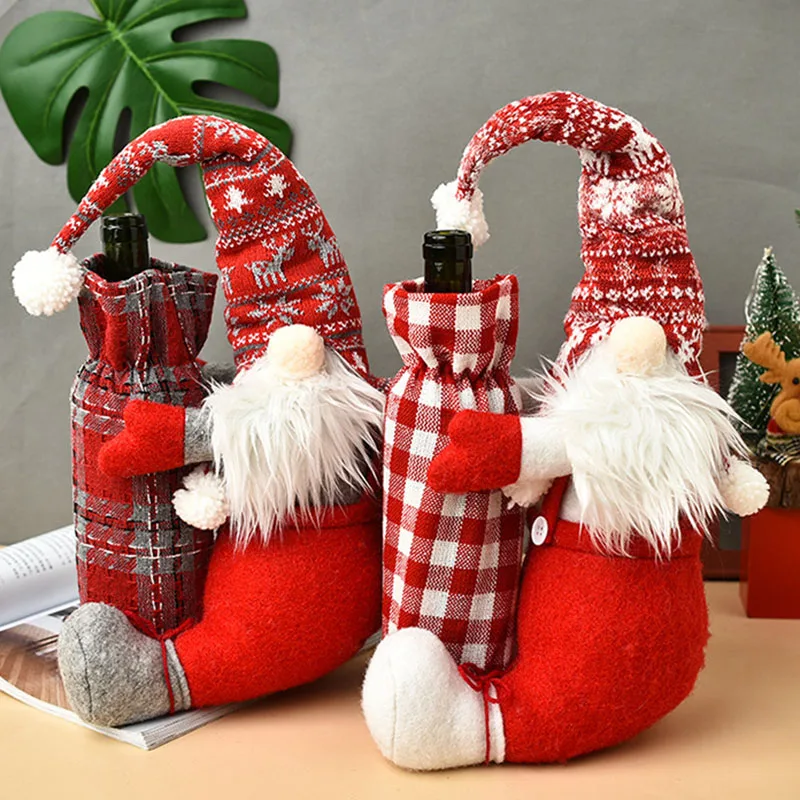 Elf Dwarf Doll With santa clause unit Hug Check Wine bottle bag Novelty Christmas Dinning room decor Cute dinner table ornaments
Elf Dwarf Doll With santa clause unit Hug Check Wine bottle bag Novelty Christmas Dinning room decor Cute dinner table ornaments