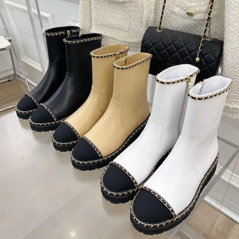 2023 New Spring Metal Chain Zipper Short Boots Down Fabric Sheepskin Knee Length Boots 5cm Thick Heel Women's Boots Size 35-40
2023 New Spring Metal Chain Zipper Short Boots Down Fabric Sheepskin Knee Length Boots 5cm Thick Heel Women's Boots Size 35-40