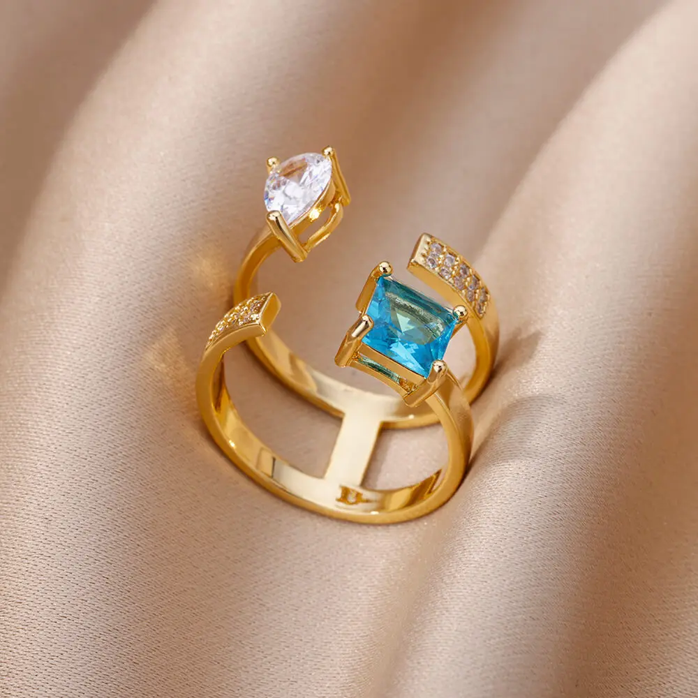 Luxury Blue Square Zircon Rings For Women Vintage Drop Geometric Adjustable Open Ring Fashion Party Jewelry Party Gifts
Luxury Blue Square Zircon Rings For Women Vintage Drop Geometric Adjustable Open Ring Fashion Party Jewelry Party Gifts