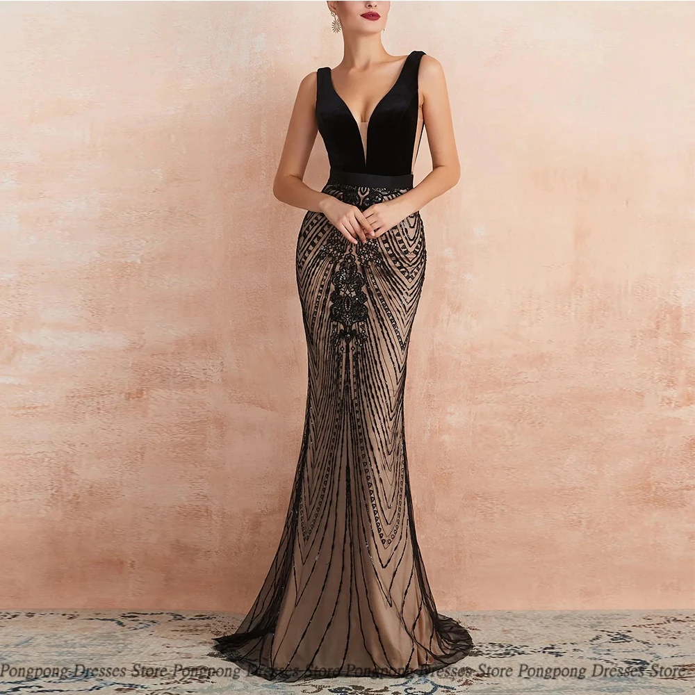 Black High Quality Mermaid Evening Dresses V Neck Applique Print Open Back Sleeveless Party Glitter Women Dress Vestidos De Fies
Black High Quality Mermaid Evening Dresses V Neck Applique Print Open Back Sleeveless Party Glitter Women Dress Vestidos De Fies