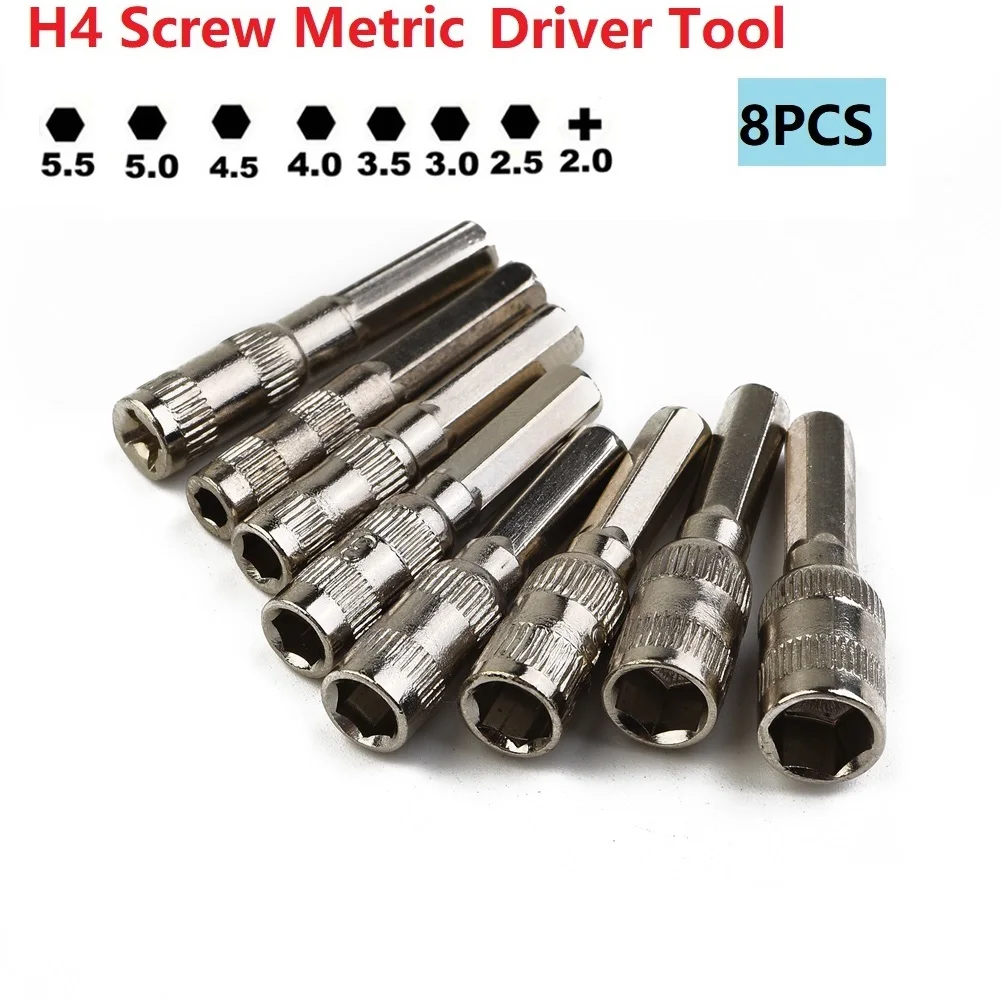 8pcs/set H4 Screw Metric Driver Tool Drill Bit PH2.0/M2.5-5.5mm Hex Shank Hex Nut Socket Avoid The Rounding Of Rusted Or Damaged
8pcs/set H4 Screw Metric Driver Tool Drill Bit PH2.0/M2.5-5.5mm Hex Shank Hex Nut Socket Avoid The Rounding Of Rusted Or Damaged