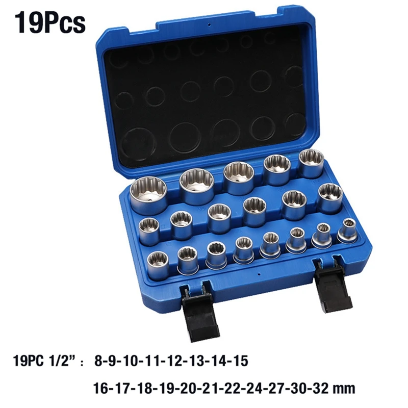 19-Piece 12-Angle Socket Wrench Set Repair Tools Replacement Parts Accessories 8-32Mm
19-Piece 12-Angle Socket Wrench Set Repair Tools Replacement Parts Accessories 8-32Mm