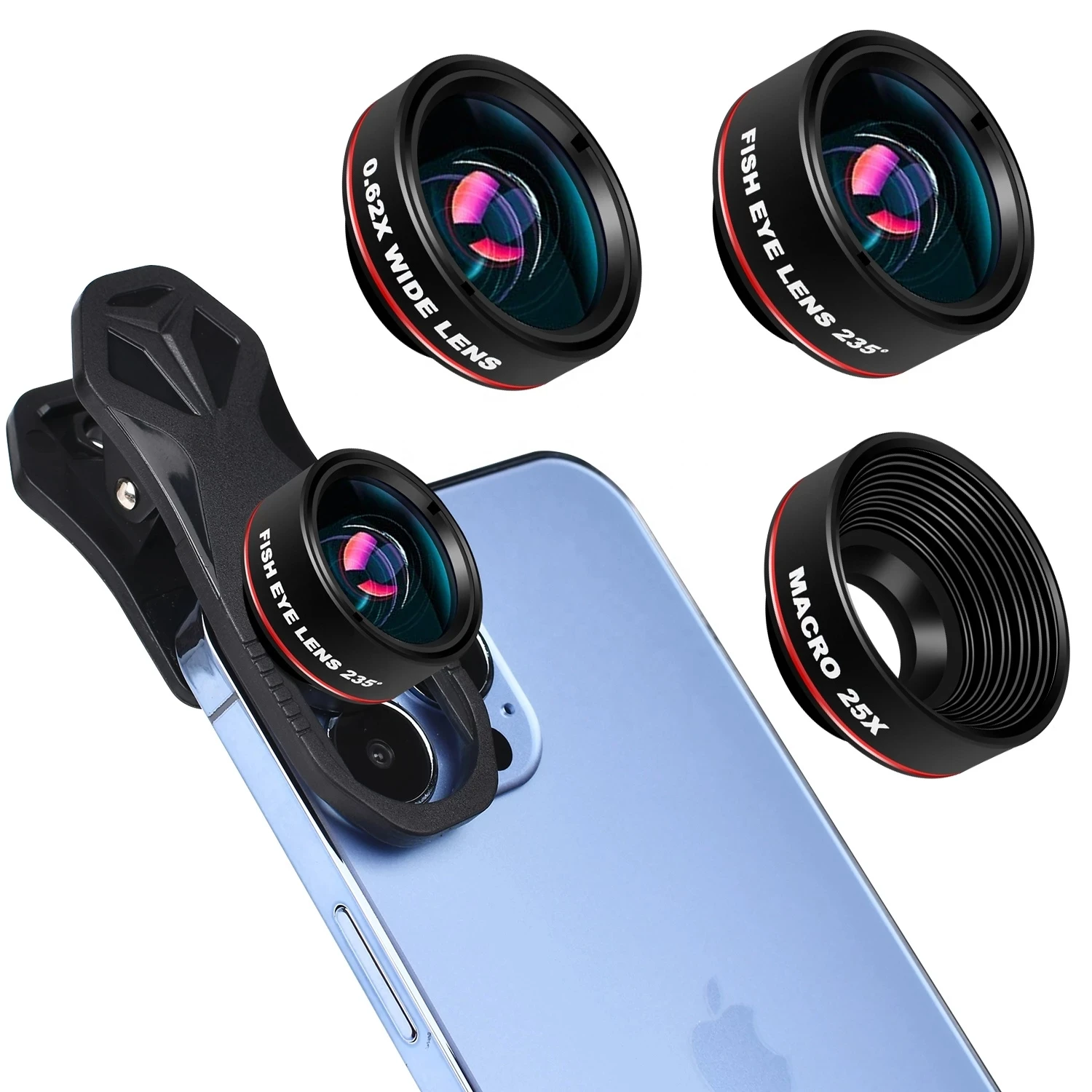 High Quality HD 3 In 1 Cell Phone Lens Fish Eye Fisheye Wide Angle Macro Mobile Smartphone Camera Lens for iphone 12 13 
High Quality HD 3 In 1 Cell Phone Lens Fish Eye Fisheye Wide Angle Macro Mobile Smartphone Camera Lens for iphone 12 13