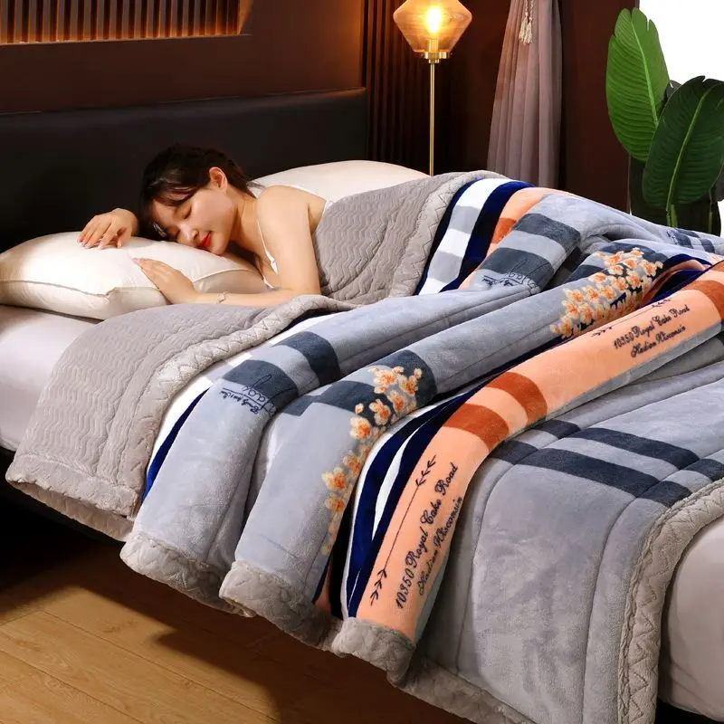 Coral Fleece Spring Winter Warm Blankets for Bed 3 Layers Thicken Flannel Blanket Quilt Soft Comfortable Warmth Quilts Washable
Coral Fleece Spring Winter Warm Blankets for Bed 3 Layers Thicken Flannel Blanket Quilt Soft Comfortable Warmth Quilts Washable