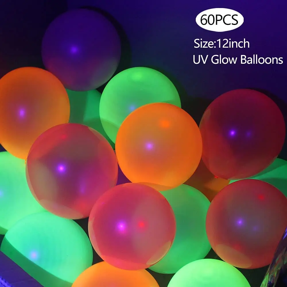 60PCS 12inch Neon Glow Party Balloons UV Black Light Balloons for Birthday Wedding Glow Party Supplies light Reactive Balloons
60PCS 12inch Neon Glow Party Balloons UV Black Light Balloons for Birthday Wedding Glow Party Supplies light Reactive Balloons