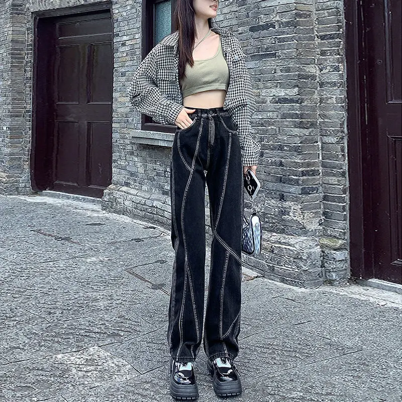 New Korean Style Fashion High-quality Niche Design Sense Retro Street High Waist Slimming Wide-leg Straight Black Jeans
New Korean Style Fashion High-quality Niche Design Sense Retro Street High Waist Slimming Wide-leg Straight Black Jeans