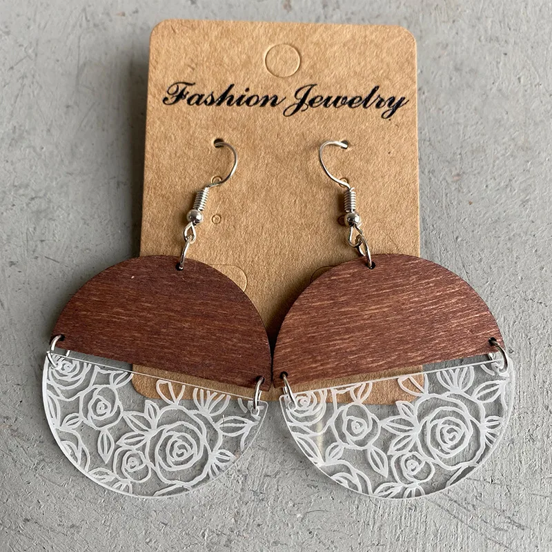 Wholesale Popular Wood Acrylic Geometric Splicing Earrings Rose Flower Lace Laser Marking Personalized Earrings
Wholesale Popular Wood Acrylic Geometric Splicing Earrings Rose Flower Lace Laser Marking Personalized Earrings