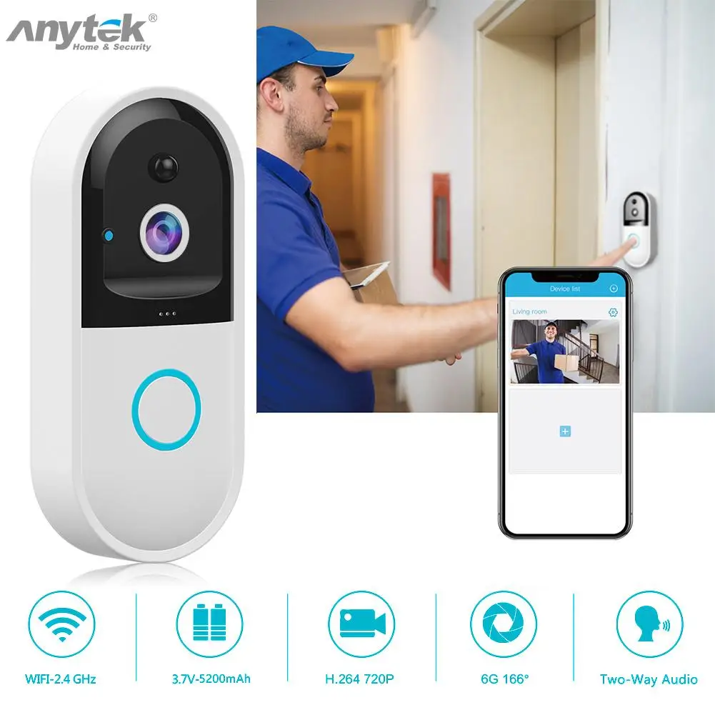 Wireless Security Camera Anytek B50 WiFi Video Intercom 720p Visual Door Doorbell Dual Filter Automatic Switching PIR Camera
Wireless Security Camera Anytek B50 WiFi Video Intercom 720p Visual Door Doorbell Dual Filter Automatic Switching PIR Camera