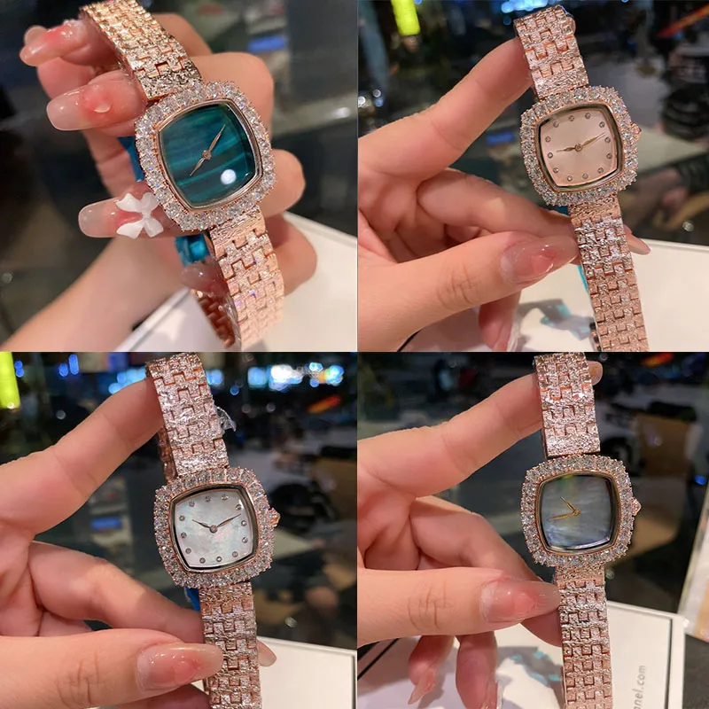 High quality luxury women's diamond studded square watch with a soft satin strap for free shipping
High quality luxury women's diamond studded square watch with a soft satin strap for free shipping