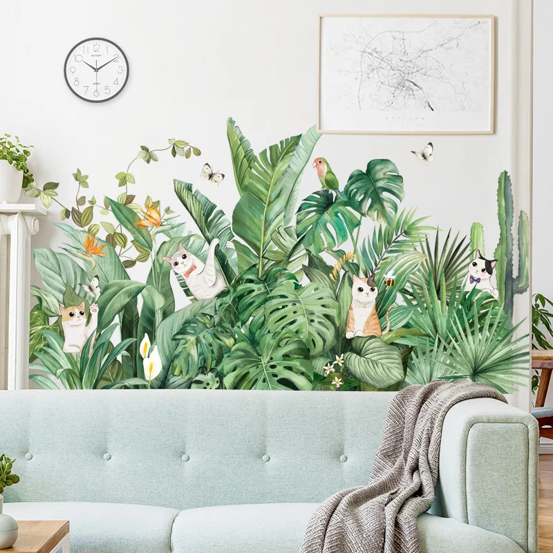 Tropical Green Leaves Wall Stickers for Bedroom Living Room Sofa TV Background Wall Decor Removable Vinyl Wall Decals Home Decor 
Tropical Green Leaves Wall Stickers for Bedroom Living Room Sofa TV Background Wall Decor Removable Vinyl Wall Decals Home Decor