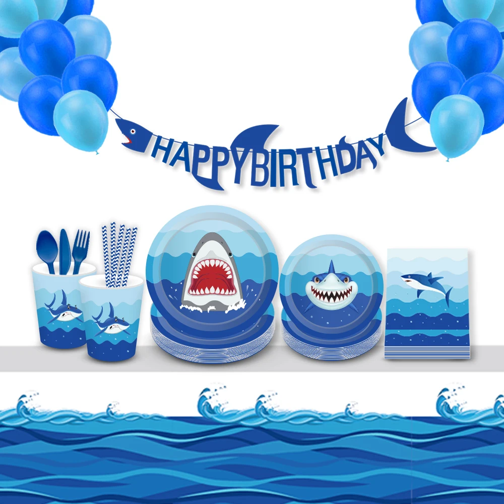 Cartoon Sea Animals Blue Ocean Shark Birthday Party Disposable Tableware Sets Plates Cups Banner Baby Shower Party Decorations
Cartoon Sea Animals Blue Ocean Shark Birthday Party Disposable Tableware Sets Plates Cups Banner Baby Shower Party Decorations
