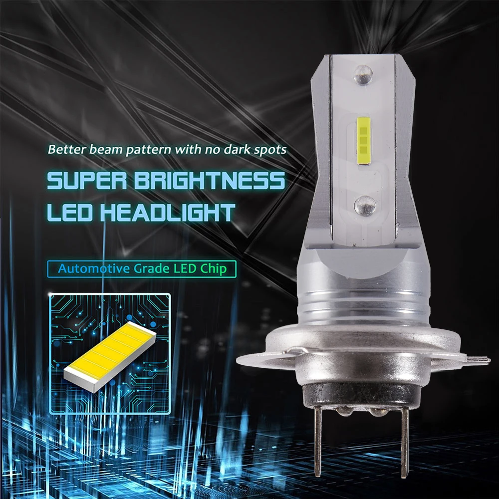 2Pcs New H7 H4 H1 H3 H11 Mini LED Headlight Turbo Bulb 55W 80W Wireless For Car HeadLamp 1860 SMD 20000LM Super Bright White - купить по