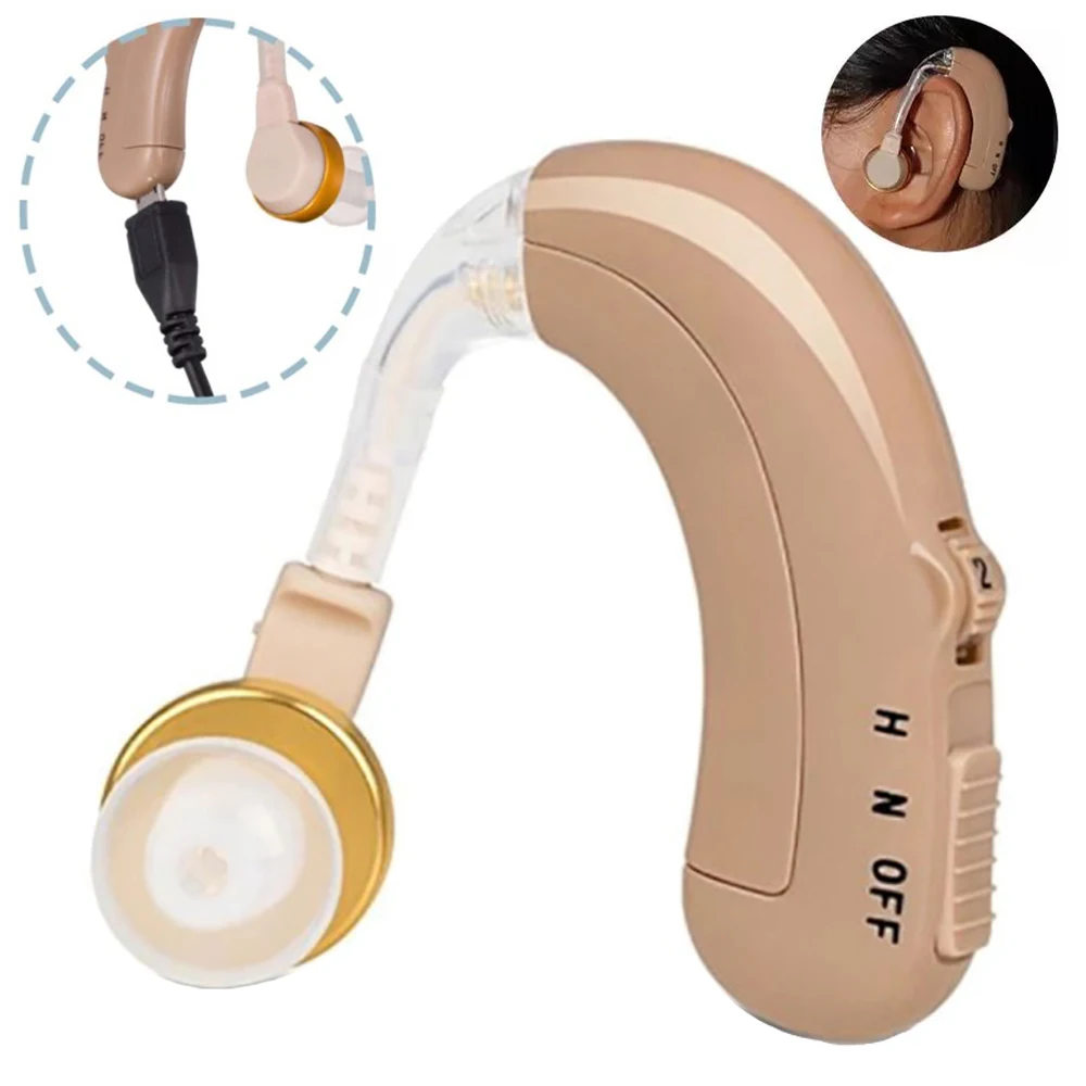 

Behind the Ear Hearing Aid USB Charging Build in Battery Sound Amplifier Noise Reduction Deaf People Help