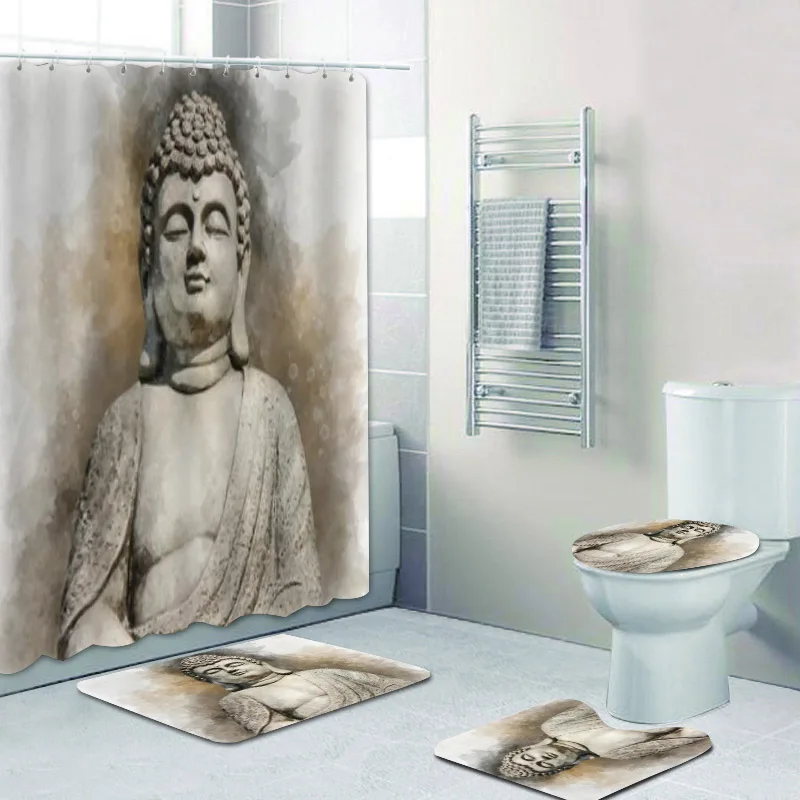 2023 Classic Stone Carved Buddha's Head Shower Curtain Set Bathroom Waterproof Non-Slip 4 Piece Home Decor Aesthetic Toilet Mat
2023 Classic Stone Carved Buddha's Head Shower Curtain Set Bathroom Waterproof Non-Slip 4 Piece Home Decor Aesthetic Toilet Mat