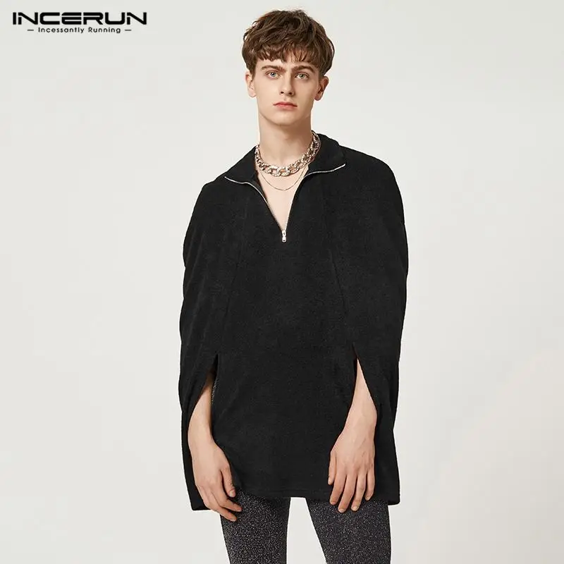 INCERUN 2023 Men Cloak Irregular Trench Solid Color Zipper V Neck Casual Thin Coats Hollow Out Streetwear Fashion Ponchos S-5XL 
INCERUN 2023 Men Cloak Irregular Trench Solid Color Zipper V Neck Casual Thin Coats Hollow Out Streetwear Fashion Ponchos S-5XL