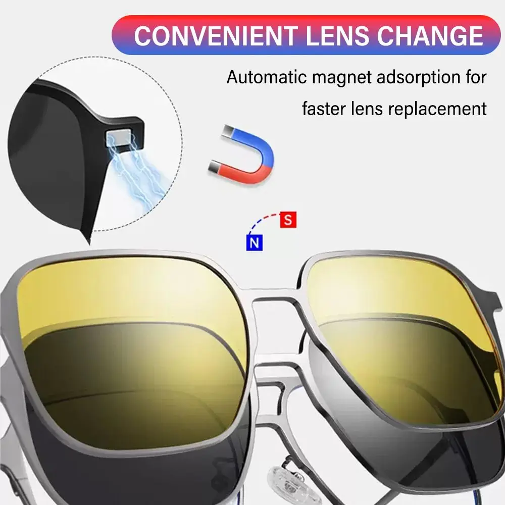 Night Vision Metal Computer Glasses with Magnet Clip On Sunglasses Polarized 3 In 1 Glasses Anti Blue Light Glasses
Night Vision Metal Computer Glasses with Magnet Clip On Sunglasses Polarized 3 In 1 Glasses Anti Blue Light Glasses