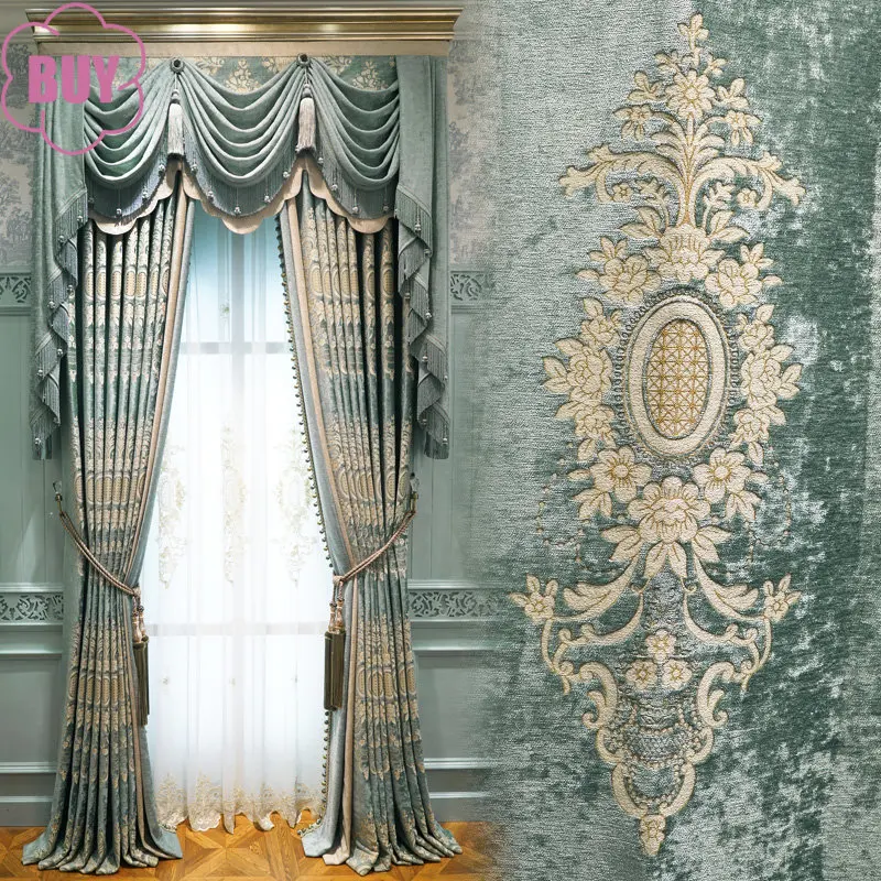 European-style Curtains for Living Dining Room Atmosphere Light Luxury Chenille Jacquard Thickened Curtain Embroidered Tulle
European-style Curtains for Living Dining Room Atmosphere Light Luxury Chenille Jacquard Thickened Curtain Embroidered Tulle