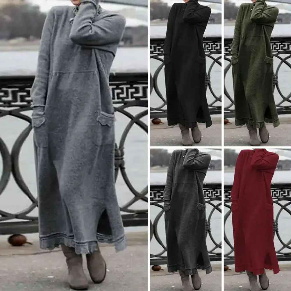 Fashion Maxi Dress Side Split Fall Winter Pure Color Casual Sweatshirt Long Dress Skin-touch Pullover Dress for Outdoor
Fashion Maxi Dress Side Split Fall Winter Pure Color Casual Sweatshirt Long Dress Skin-touch Pullover Dress for Outdoor