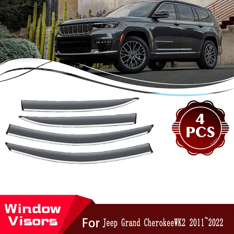 

Window Visor For Jeep Grand Cherokee Laredo WK2 CRD 4WD 2011~2022 Car Rain Window Sun Rain Visor Deflector Set Auto Accessories