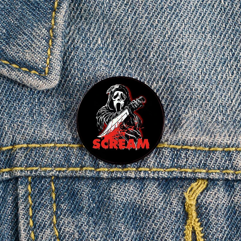 Scream Movie Printed Pin Custom Brooches Shirt Lapel teacher tote Bag backpacks Badge Cartoon gift brooches pins for women
Scream Movie Printed Pin Custom Brooches Shirt Lapel teacher tote Bag backpacks Badge Cartoon gift brooches pins for women