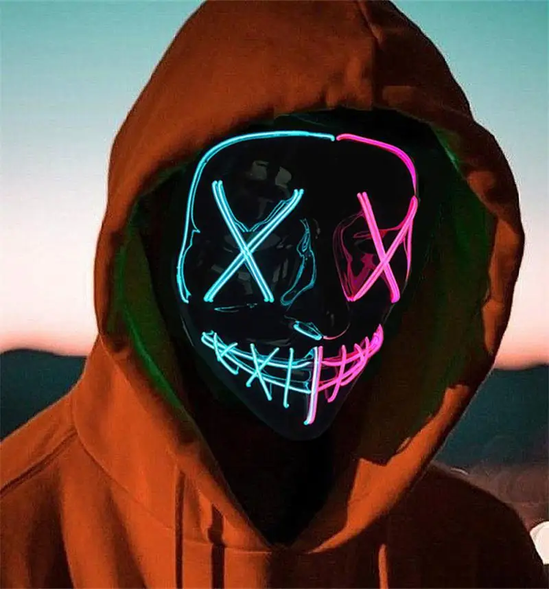 2022 New Halloween Mask Two-color Cross Luminous Mask Black V Horror Halloween Day Atmosphere LED Luminous Line Mask Ghost Head
2022 New Halloween Mask Two-color Cross Luminous Mask Black V Horror Halloween Day Atmosphere LED Luminous Line Mask Ghost Head