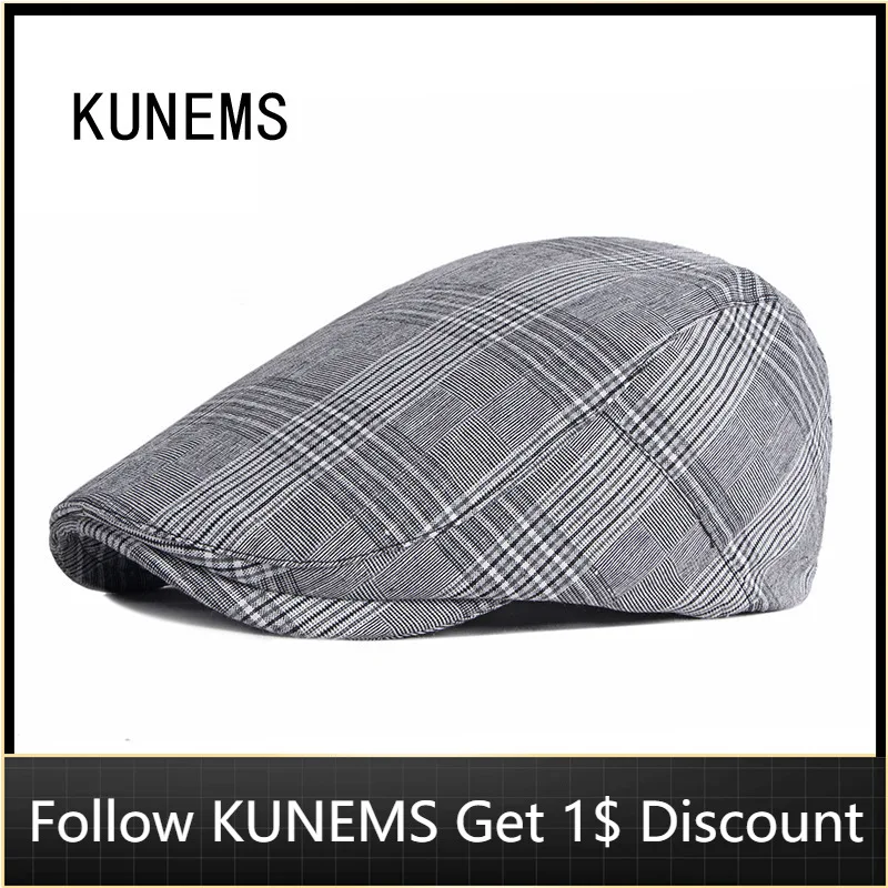 KUNEMS Fashion Plaid Newsboy Hat Retro Beret Boina Casual Forward Hats for Men Cotton Flat Caps Outdoor Cap Unisex Gorra Hombre
KUNEMS Fashion Plaid Newsboy Hat Retro Beret Boina Casual Forward Hats for Men Cotton Flat Caps Outdoor Cap Unisex Gorra Hombre