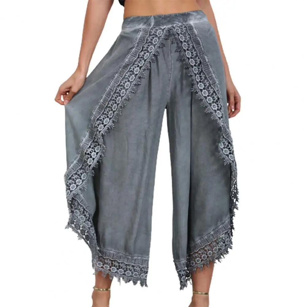 Women's Fashion Pants Loose High Waist Wide Leg Ninth Length Harem Pants Women Solid Color Lace Trim Casual Pants Lady Clothing
Women's Fashion Pants Loose High Waist Wide Leg Ninth Length Harem Pants Women Solid Color Lace Trim Casual Pants Lady Clothing