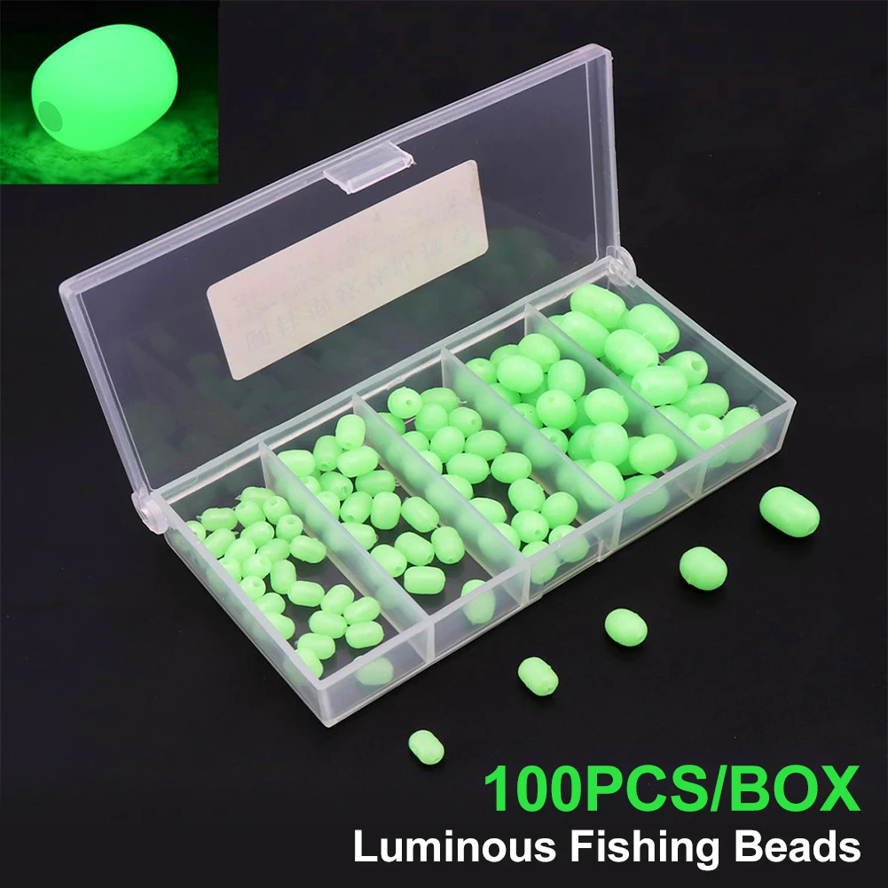 100pcs/box Luminous Fishing Beads 5 Sizes Assorted Cylindrical Green Glow Beads Soft Rubber Beads for Sabiki Snapper Lure Rig
100pcs/box Luminous Fishing Beads 5 Sizes Assorted Cylindrical Green Glow Beads Soft Rubber Beads for Sabiki Snapper Lure Rig