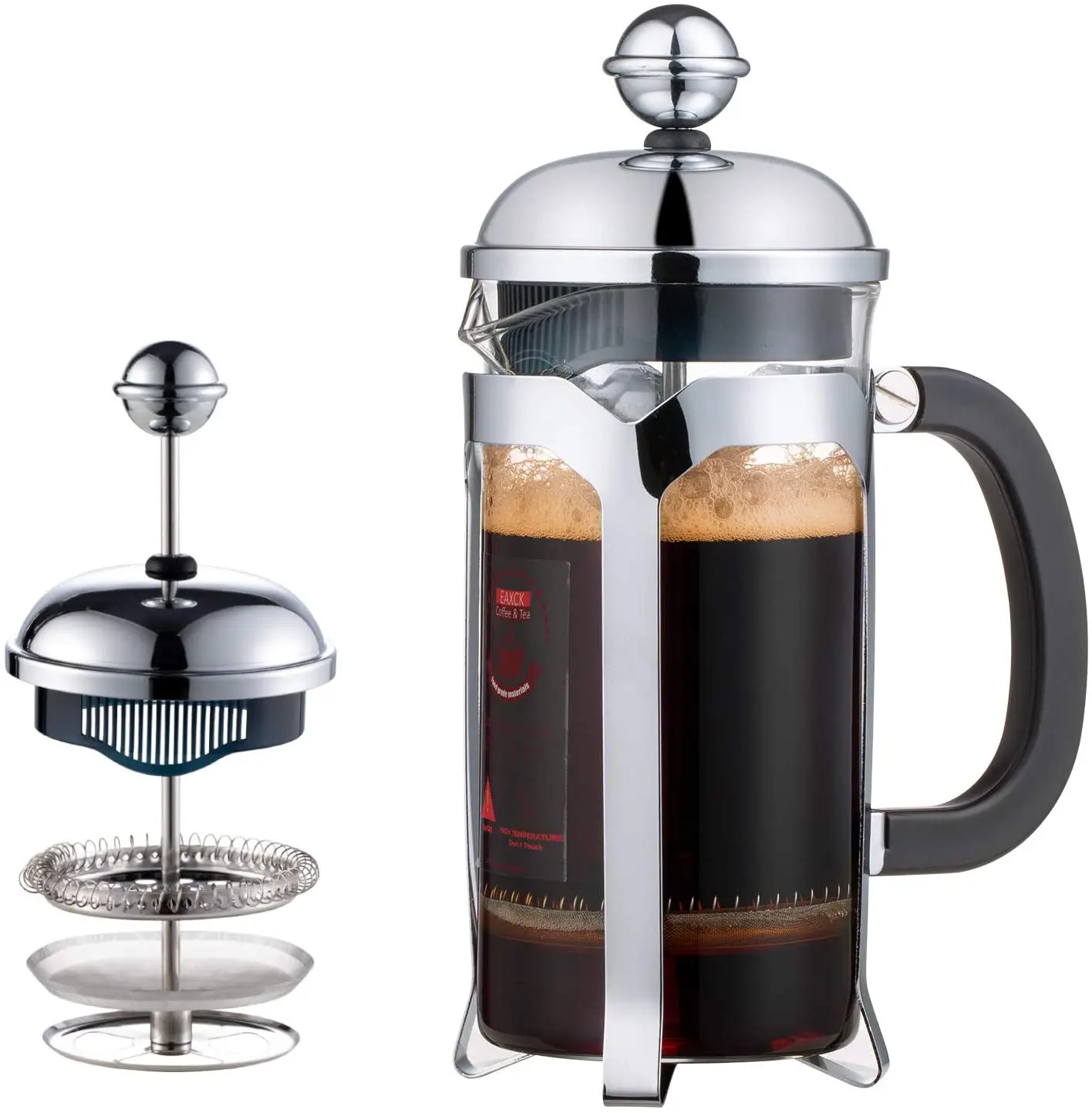 French Press Coffee Maker Heat Resistant Glass with 4 Level Filtration System Stainless Steel Housing Brews Coffee and Tea
French Press Coffee Maker Heat Resistant Glass with 4 Level Filtration System Stainless Steel Housing Brews Coffee and Tea