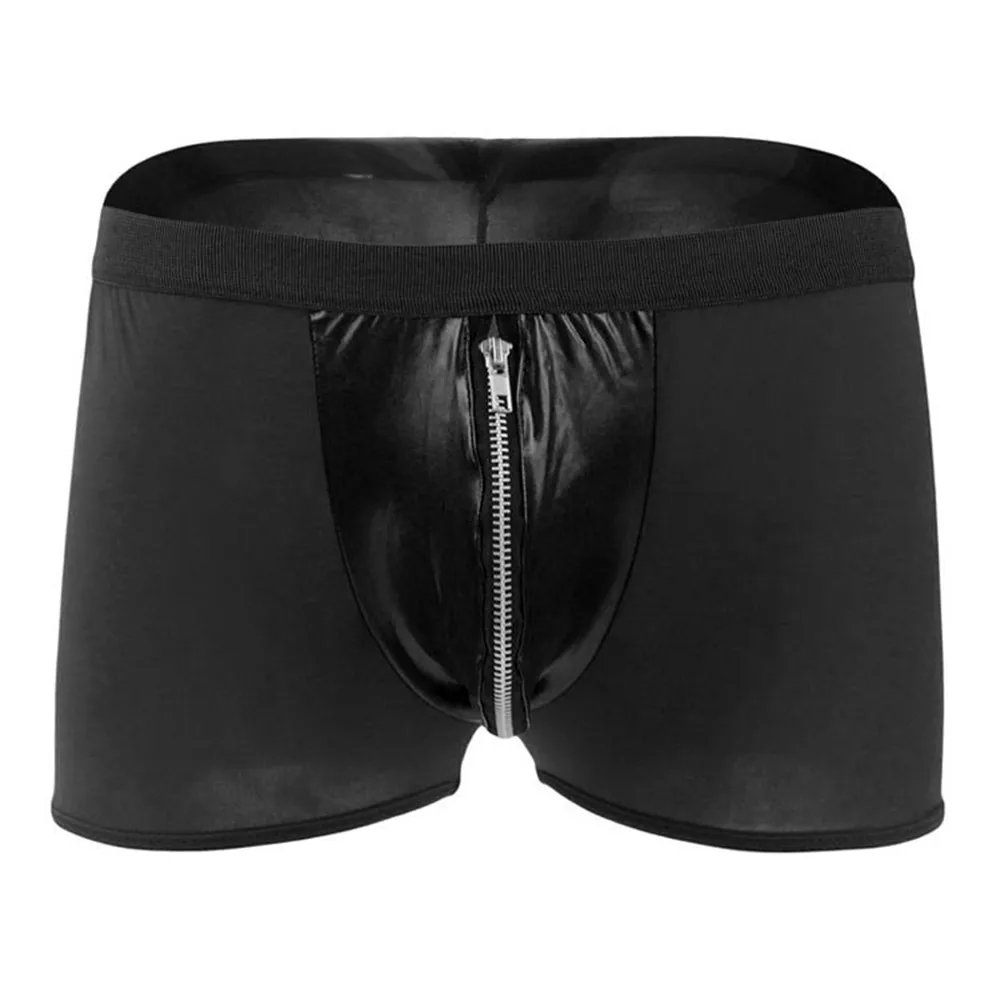 Men Sexy Leather Zipper Boxer Briefs Fashion Trendy Mid-Waist Ice Silk Imitation Shorts U Convex Pouch Underdear Bottoms
Men Sexy Leather Zipper Boxer Briefs Fashion Trendy Mid-Waist Ice Silk Imitation Shorts U Convex Pouch Underdear Bottoms