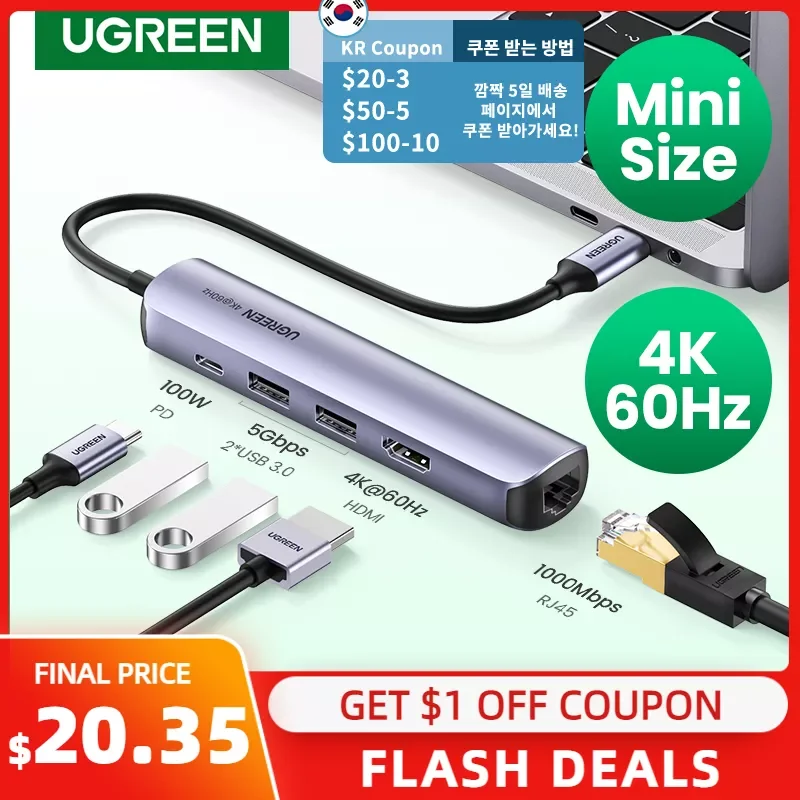 U-G-REEN USB C Hub 4K 60Hz Mini USB Type C 3.1 to HDMI RJ45 PD USB 3.0 OTG Adapter USB C Dock for MacBook Air Pro 2020 PC USB HU
U-G-REEN USB C Hub 4K 60Hz Mini USB Type C 3.1 to HDMI RJ45 PD USB 3.0 OTG Adapter USB C Dock for MacBook Air Pro 2020 PC USB HU