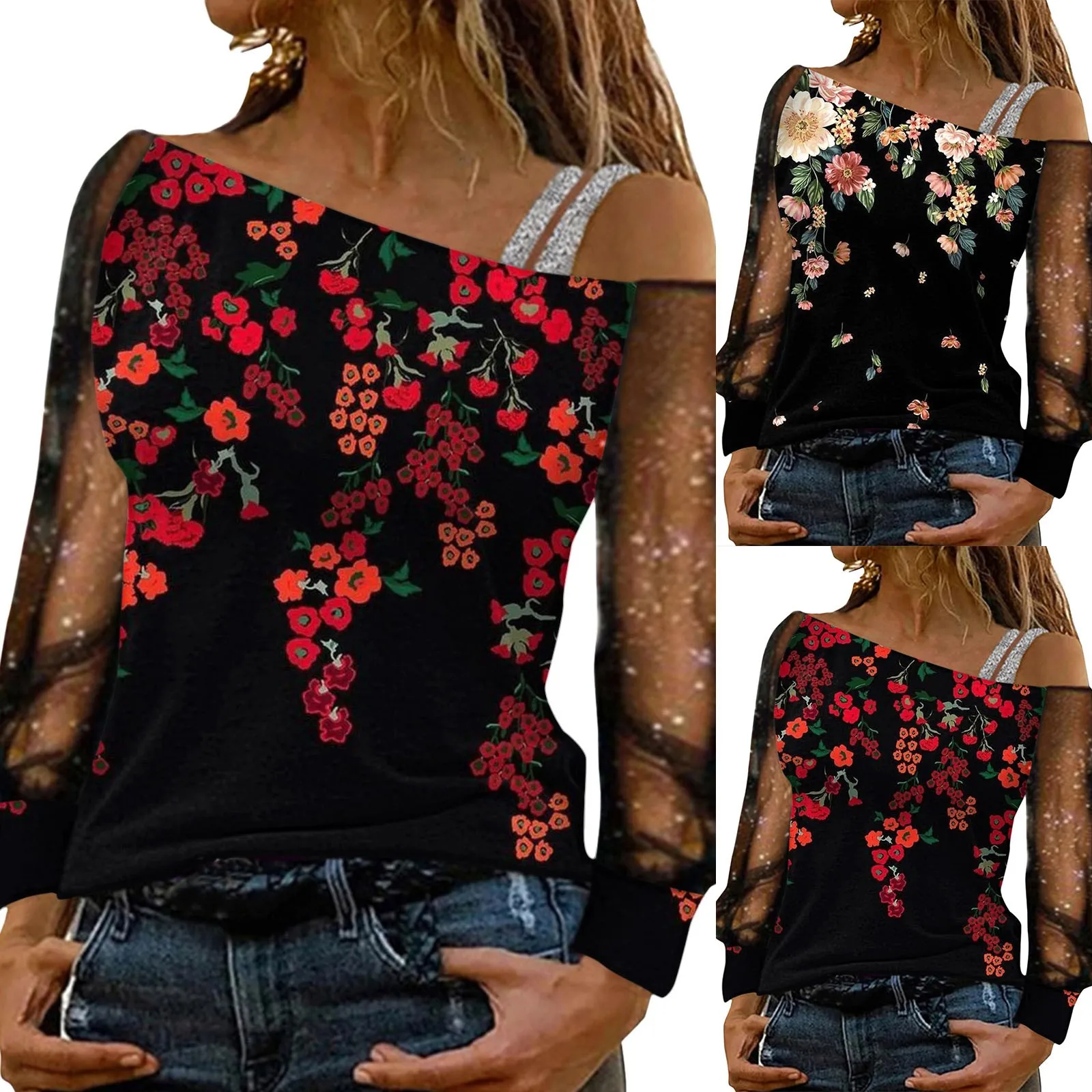 Women Fashion Casual Sequin Print Off Shoulder Mesh Long Sleeve Splicing T under Shirts Long Sleeve Sweater Women
Women Fashion Casual Sequin Print Off Shoulder Mesh Long Sleeve Splicing T under Shirts Long Sleeve Sweater Women