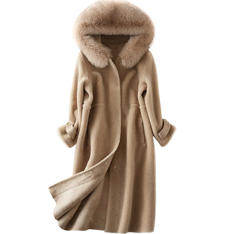 Collar Fox Sheep Shearing Real Fur Coat Winter Wool Sheepskin Jacket Hooded Women Tops
Collar Fox Sheep Shearing Real Fur Coat Winter Wool Sheepskin Jacket Hooded Women Tops
