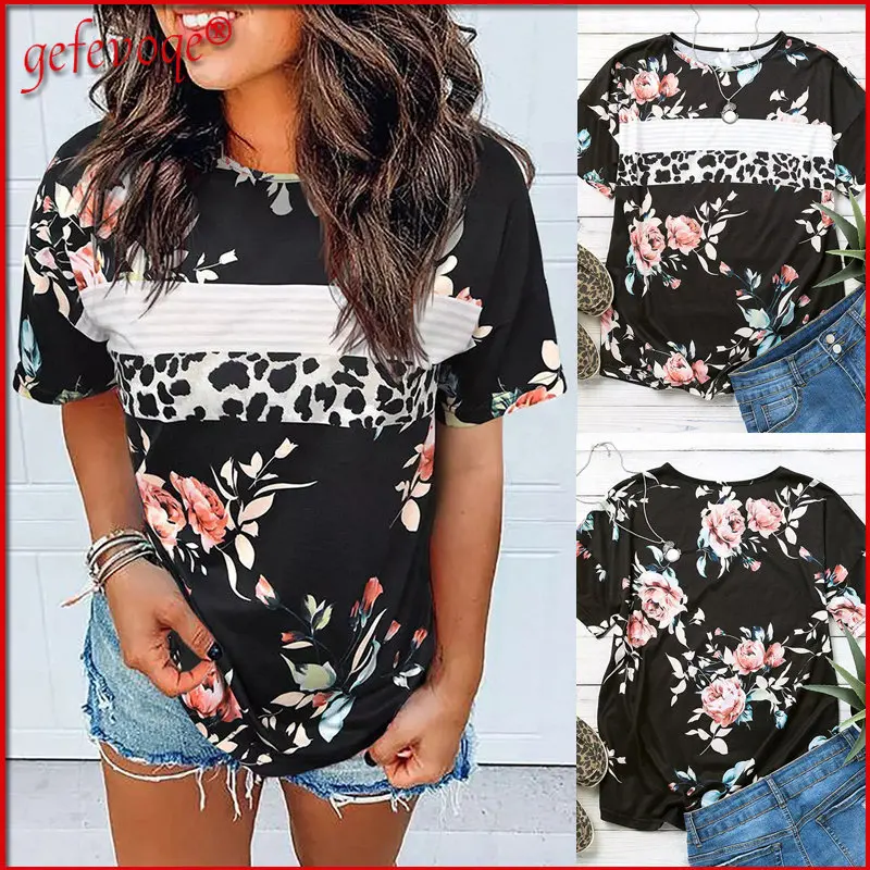 Vintage Floral Leopard Striped Print Tunic Top Women Casual Short Sleeve Oversized Tee T Shirt Femme Summer Fashion Clothes 2022
Vintage Floral Leopard Striped Print Tunic Top Women Casual Short Sleeve Oversized Tee T Shirt Femme Summer Fashion Clothes 2022