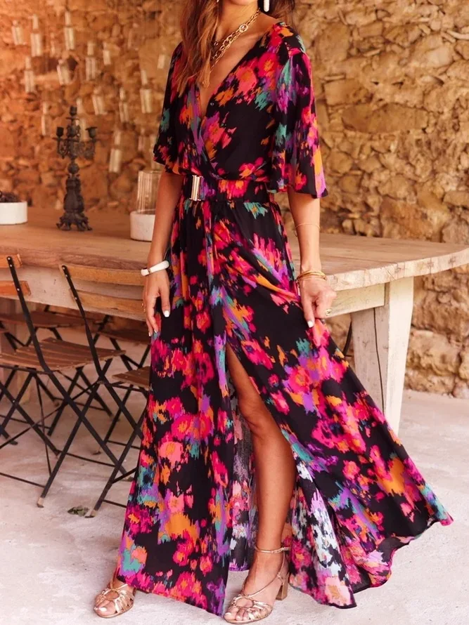 2023 Women Elegant Summer Dress Print V Neck Short Sleeve Slim A Line Pullover Long Dresses Mid Waist Floral Office Lady
2023 Women Elegant Summer Dress Print V Neck Short Sleeve Slim A Line Pullover Long Dresses Mid Waist Floral Office Lady