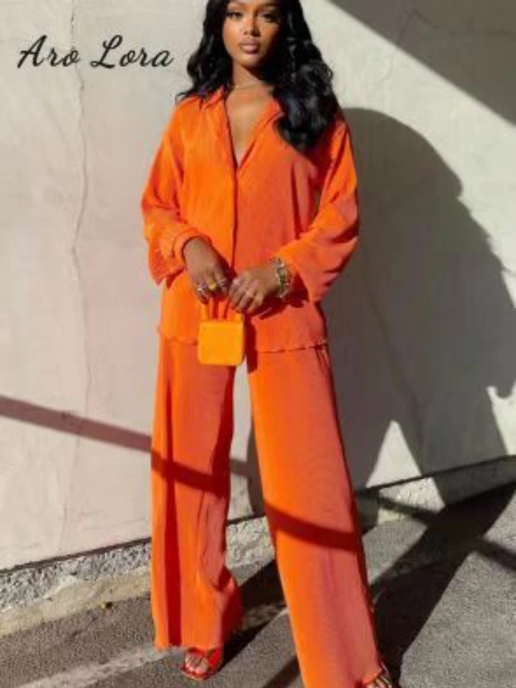 Aro Lora Street Women's Set Long Sleeve Shirt Tops and Wide Leg Pants Elegant Tracksuit Two Piece Set Sweatsuit Fitness Outfits
Aro Lora Street Women's Set Long Sleeve Shirt Tops and Wide Leg Pants Elegant Tracksuit Two Piece Set Sweatsuit Fitness Outfits