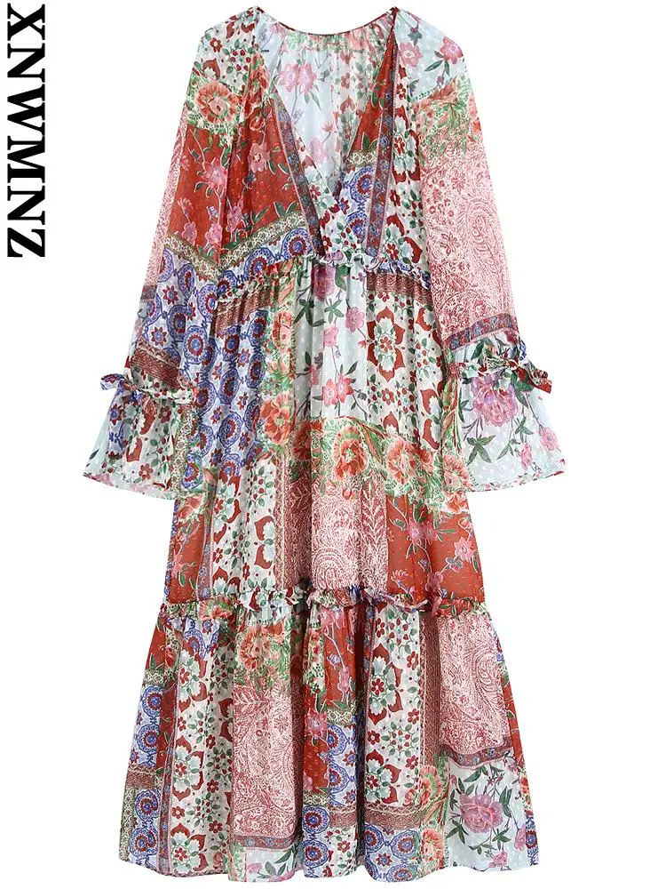 XNWMNZ Women fashion with tied printed ruffled boho midi dress vintage long sleeve with lining female dresses vestidos mujer
XNWMNZ Women fashion with tied printed ruffled boho midi dress vintage long sleeve with lining female dresses vestidos mujer