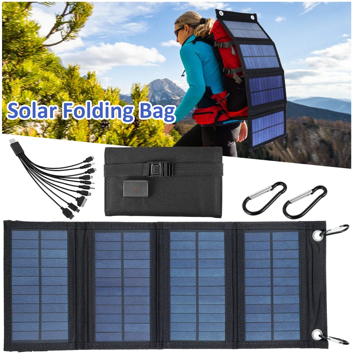 100W Solar Panel Folding Charger IP65 Waterproof USB Solar Power Charger with 2 Hooks and 1 Adapter Lightweight Outdoor Power
100W Solar Panel Folding Charger IP65 Waterproof USB Solar Power Charger with 2 Hooks and 1 Adapter Lightweight Outdoor Power