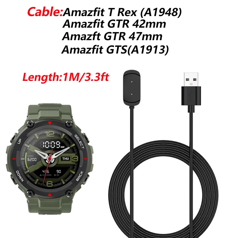 1M/3.3ft Universal Smart Watch Charger For Huam Amazfit T-Rex GTR 42mm/47mm GTS Charger USB Charge Charging Cable Dock Charger
1M/3.3ft Universal Smart Watch Charger For Huam Amazfit T-Rex GTR 42mm/47mm GTS Charger USB Charge Charging Cable Dock Charger