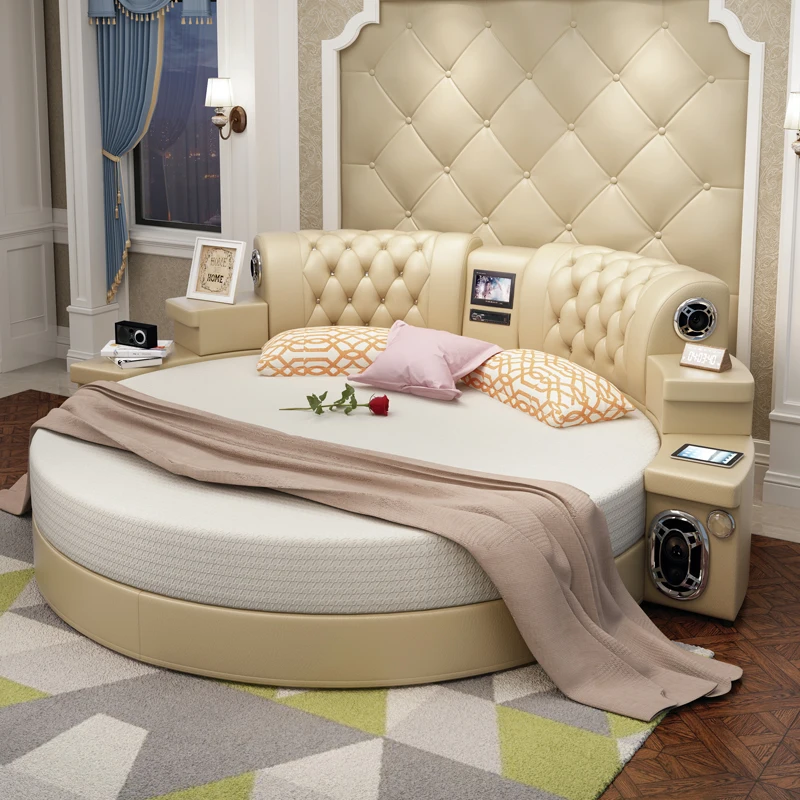 Double Bed Princess Bed European Style Marriage Bed Functional Bed Theme Hotel Hotel Couple Bed round Bed Large Leather Bed
Double Bed Princess Bed European Style Marriage Bed Functional Bed Theme Hotel Hotel Couple Bed round Bed Large Leather Bed