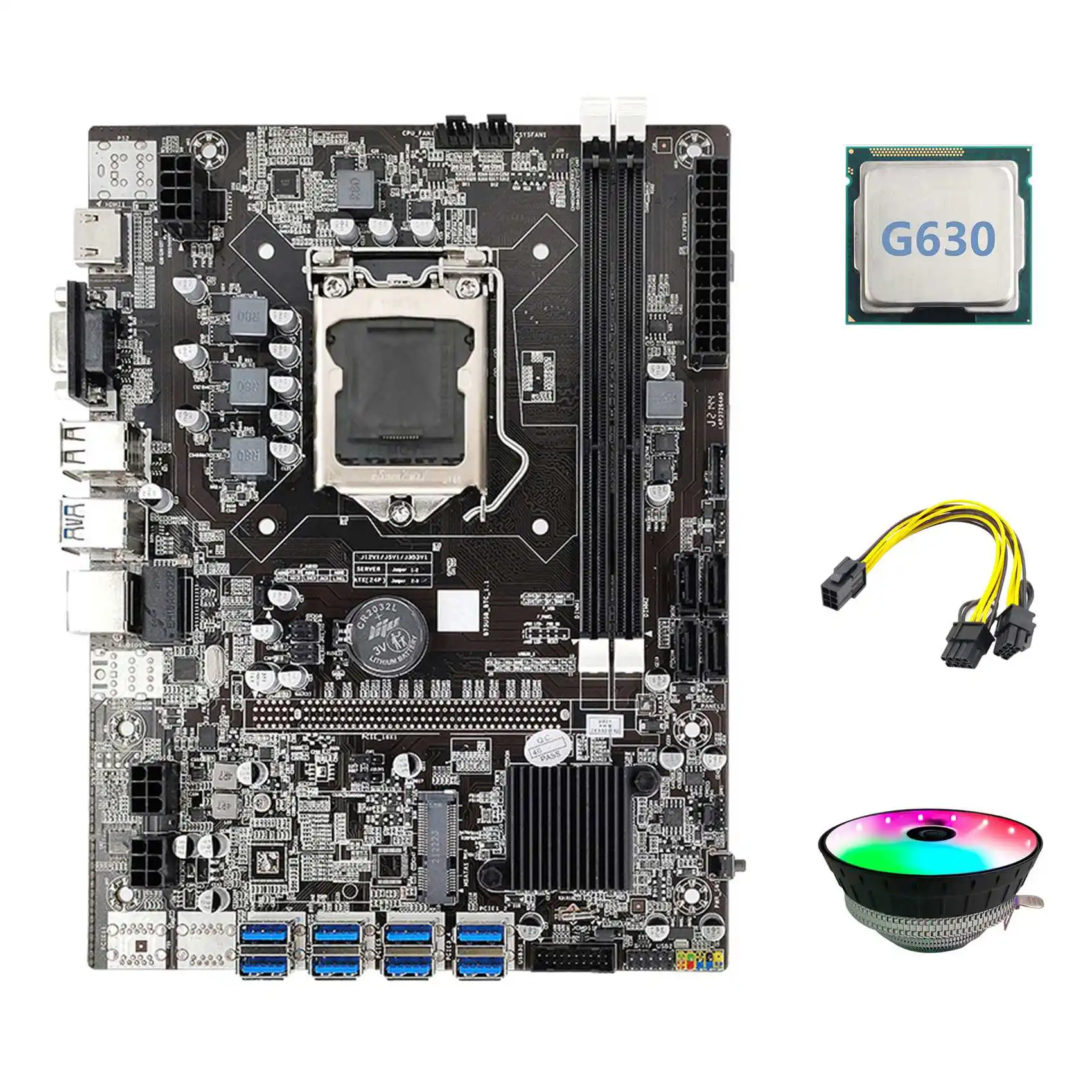 Материнская плата B75 ETH 8XPCIE на USB + G630 CPU + RGB вентилятор + 6Pin на двойной 8Pin кабель LGA1155 B75 BTC материнская плата для майнинга
Материнская плата B75 ETH 8XPCIE на USB + G630 CPU + RGB вентилятор + 6Pin на двойной 8Pin кабель LGA1155 B75 BTC материнская плата для майнинга